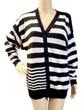 Duet Knit Striped Buttondown Cardigan